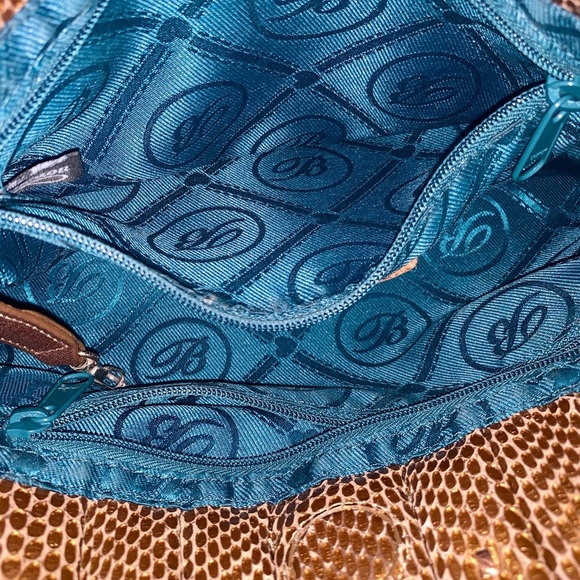 BRIGHTON Golden Bronze Leather Mock Snake Skin Shoulder Bag Purse mobwife style - Picture 6 of 10